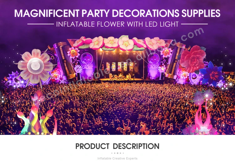 Colorful Led Inflatable Lighting Flowers Chain For Wedding Party