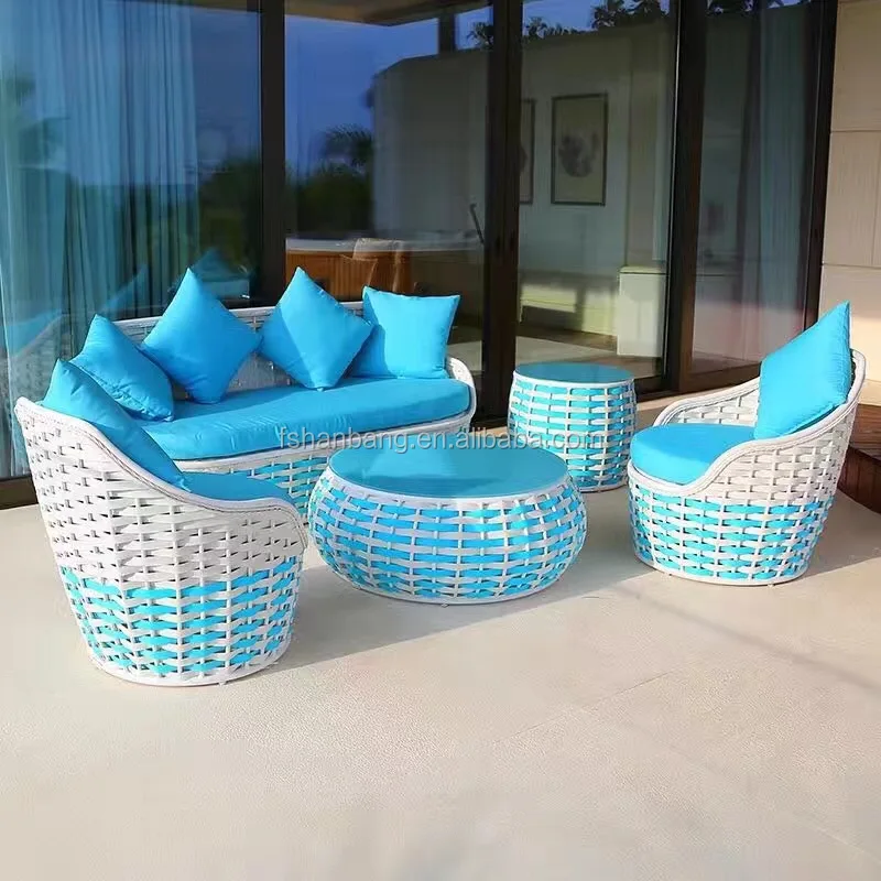 Unique Outdoor Garden Furniture Rattan Coffee table set For Coffee Shop