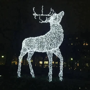 Outdoor Life Size Reindeer Decorations Led Metal Wire Frame 3d