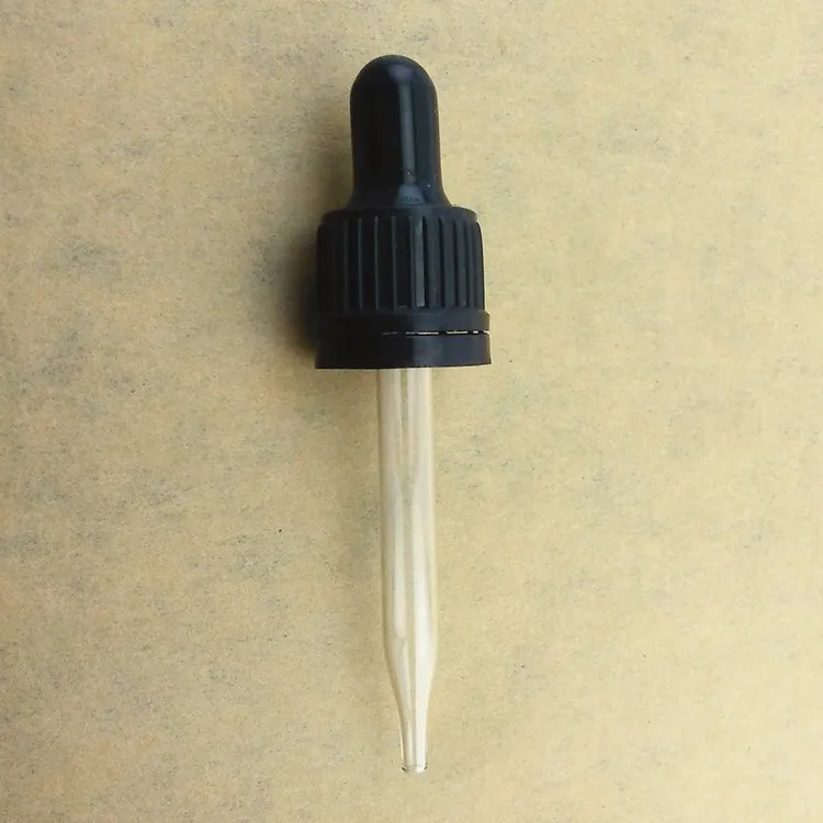 18mm Tamper Proof Glass Dropper With Pipette18/410 Tamper Security Cap