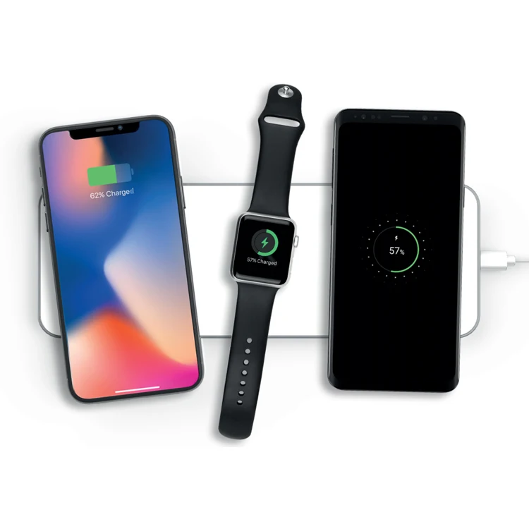 Shenzhen Meree factory 3-in-one fast wireless charger station for iphone iwatch 10W 5W 3.5W