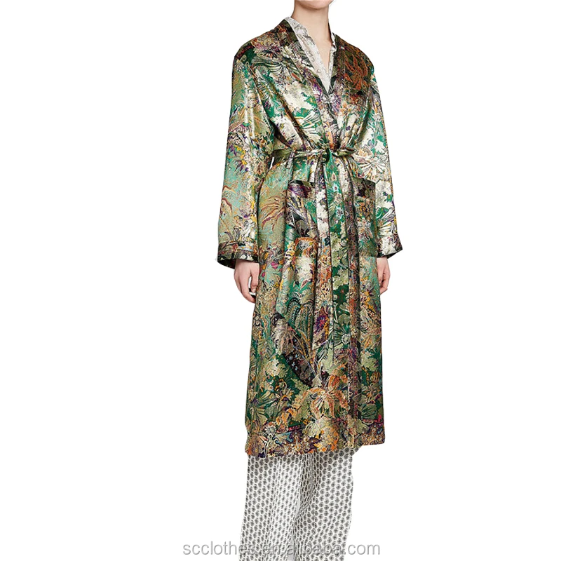 Gorgeous Silk Screen Printing Night Robe Ladies Stain Night Robe - Buy ...
