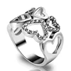 Luxury crystal silver plated hollow out heart love rings for women wide size 7 8 9 rings wedding statement stackable jewelry