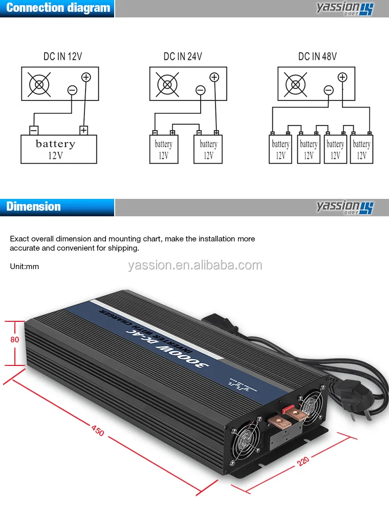 Power Inverter With Charger Dc 12v Ac 220v 1000w 2000w 3000w 5000w