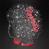 Rock star afro girl lady rhinestone iron on transfer designs custom wholesale