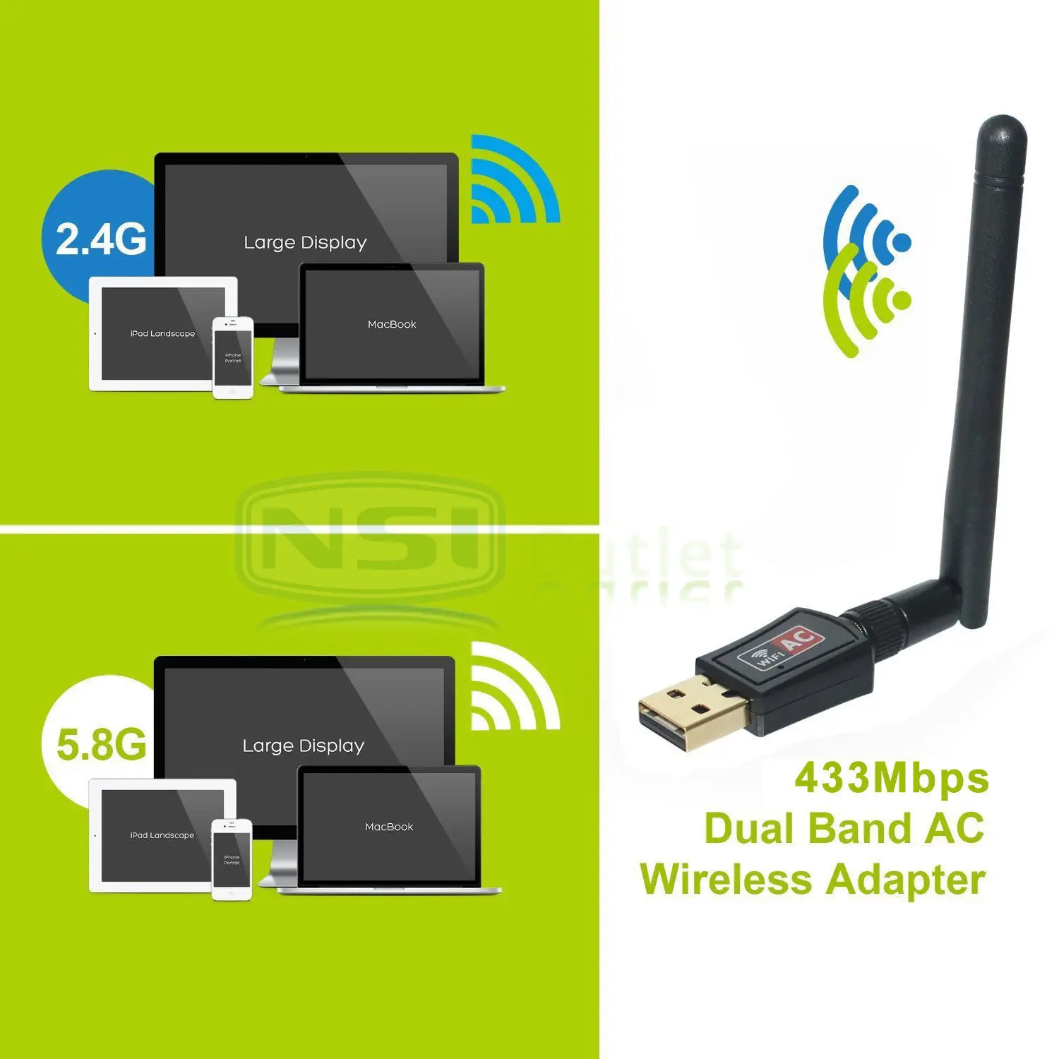 Usb Wifi Network Wlan Adapter Stick Dongle With Antenna 802.11ac 600 ...
