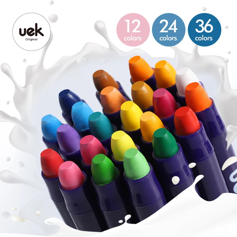 
Uek Kids Drawing Hot sale Custom Logo Crayon Wax 