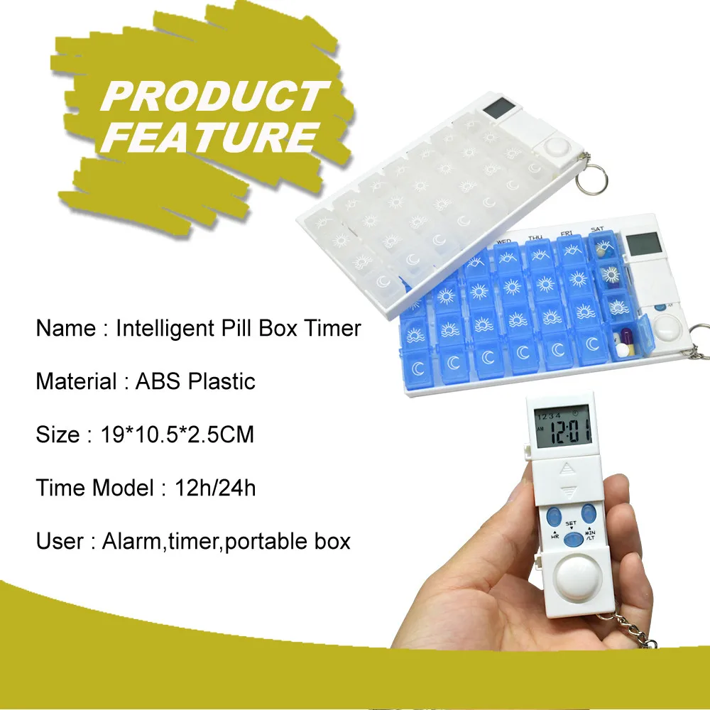 Monthly Portable Tabtime Medelert Pill Box Timer Medication Remind