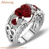 New hot sale princess diamond rings heart ruby wedding rings gold ring designs for girl