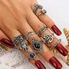 Ring Set Women Silver Color Flower Midi Crystal Ring Sets Boho Beach Vintage Turkish Punk Crown Hand Elephant Knuckle Ring