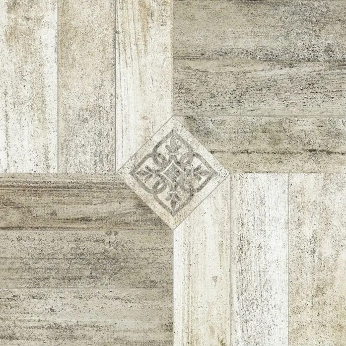 Floor porcelain tile wood medallions