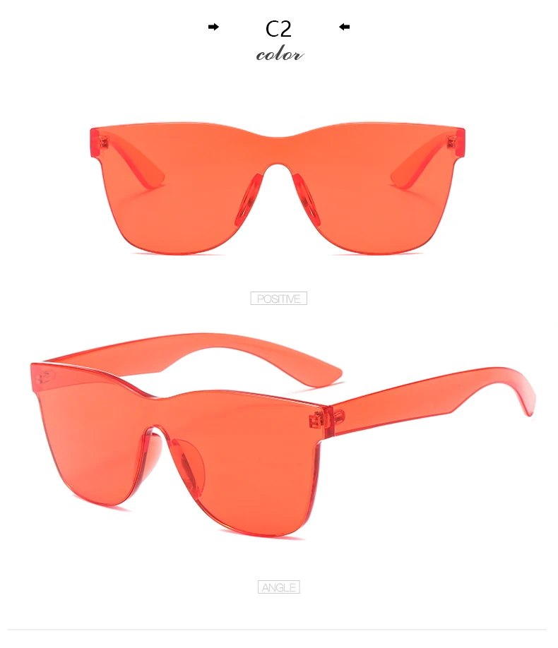 Oversized Rimless Square Glasses Colorful Candy Sunglasses For Women