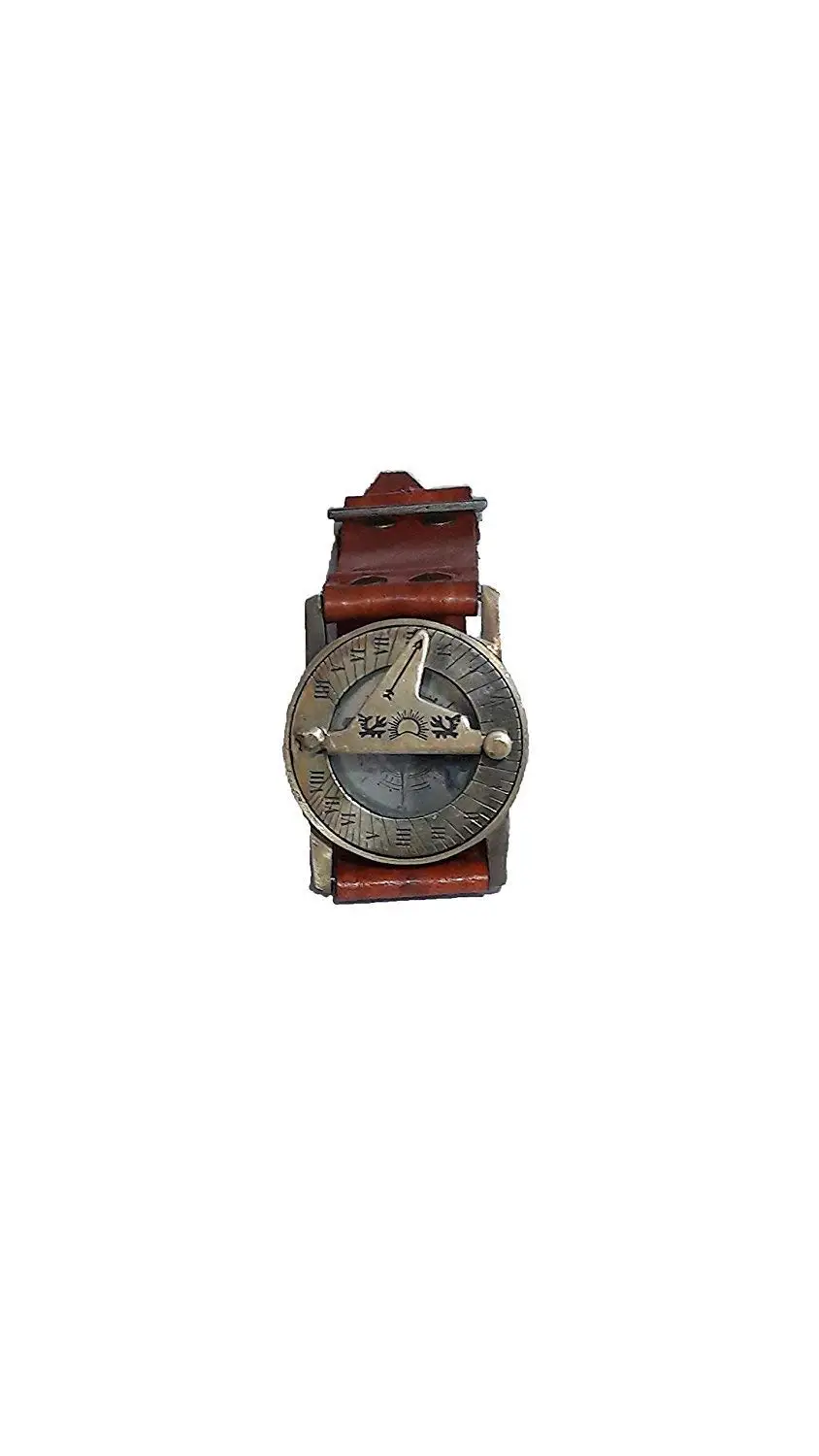 Wrist Brass Compass & Sundial-Watch With Leather Strap Sundial