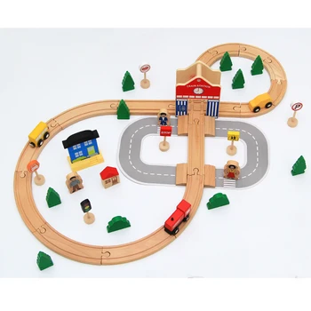 wooden car set tracks