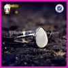 Simple 925 sterling silver Rings water-drop stone ring bezel setting