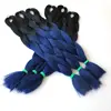 HARMONY 24" 100g/pc Black Midnight Blue Henlon Ombre Two Tone Colored Jumbo Braid Synthetic Box Crochet Ombre Braiding Hair
