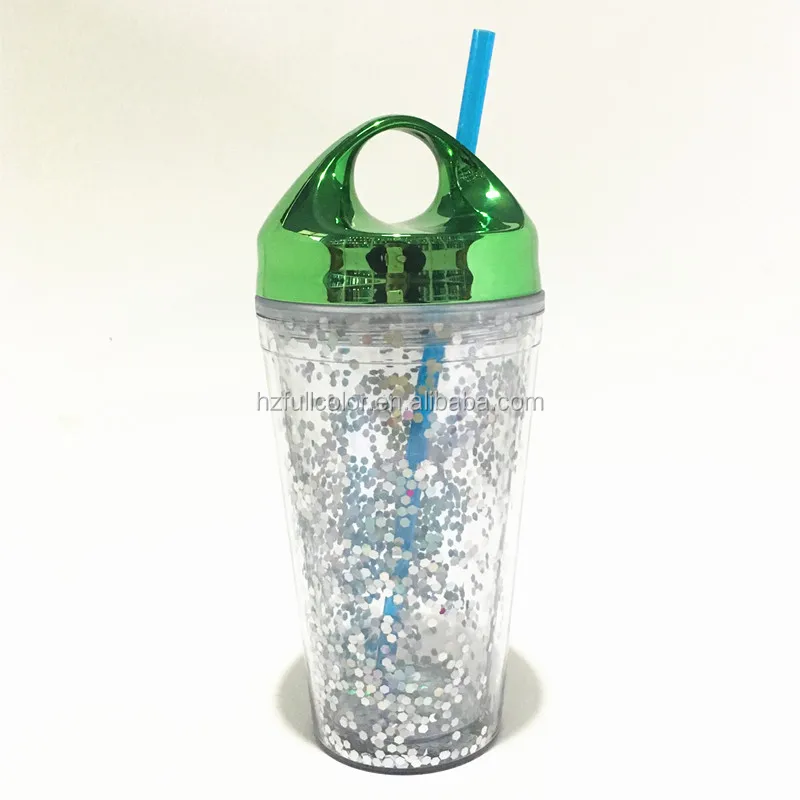 glitter straw water bottle
