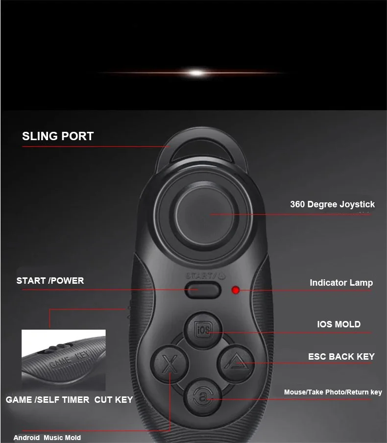 High Quality Wireless Bluetooth Mini Camera Control Remote For 3d