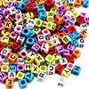 Small order available!! Mix colored flat round black letters acrylic plastic alphabet beads