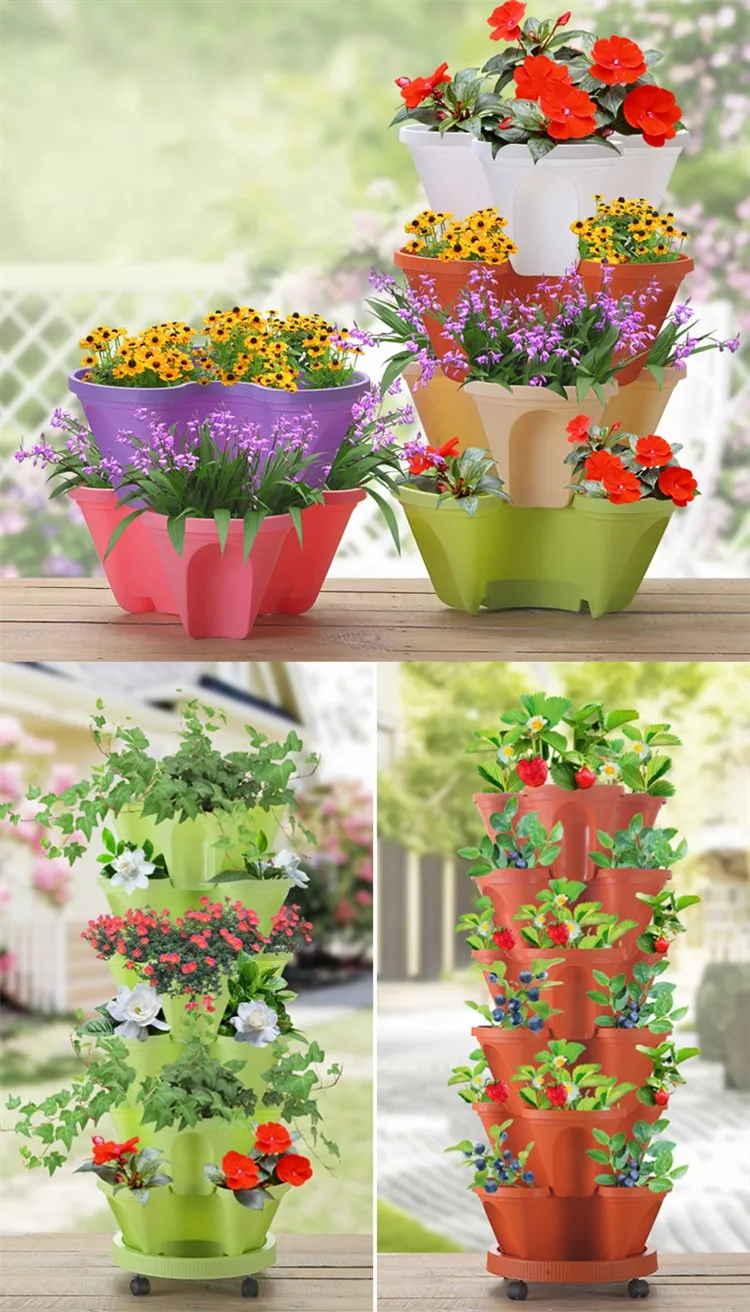 New Type Vertical Stacking hydroponic garden flower growing pots with
