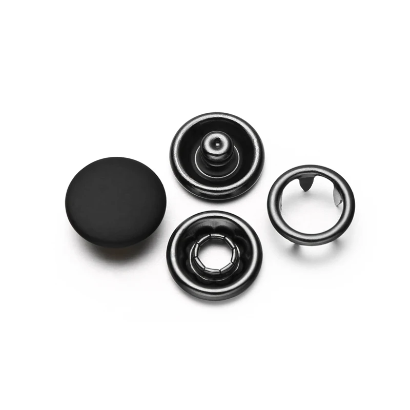 Custom 13L Black Enamel Cap Brass Metal Ring Prong Snap Button Fastener 