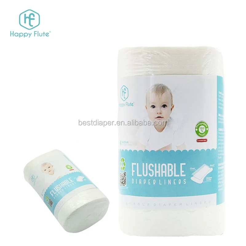 Happyflute100 Biodegradable & Flushable Diaper Liners 18*28cm Nappy