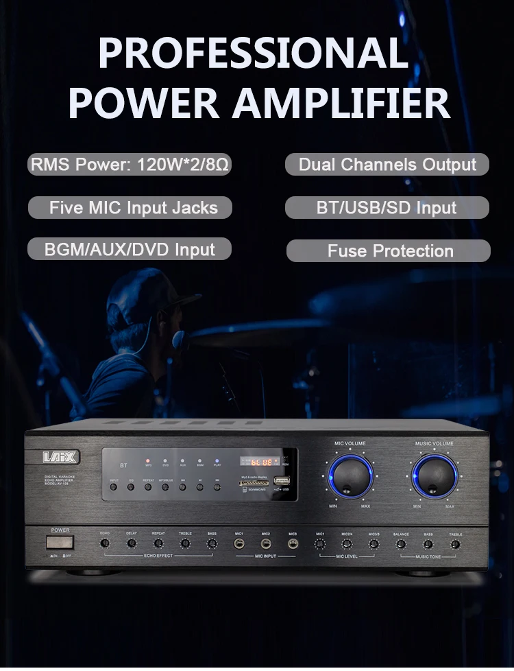 Laix Av108 Power Audio Hight Amplificador Oem Odm Home Amp Professional Karaoke Amplifier Buy