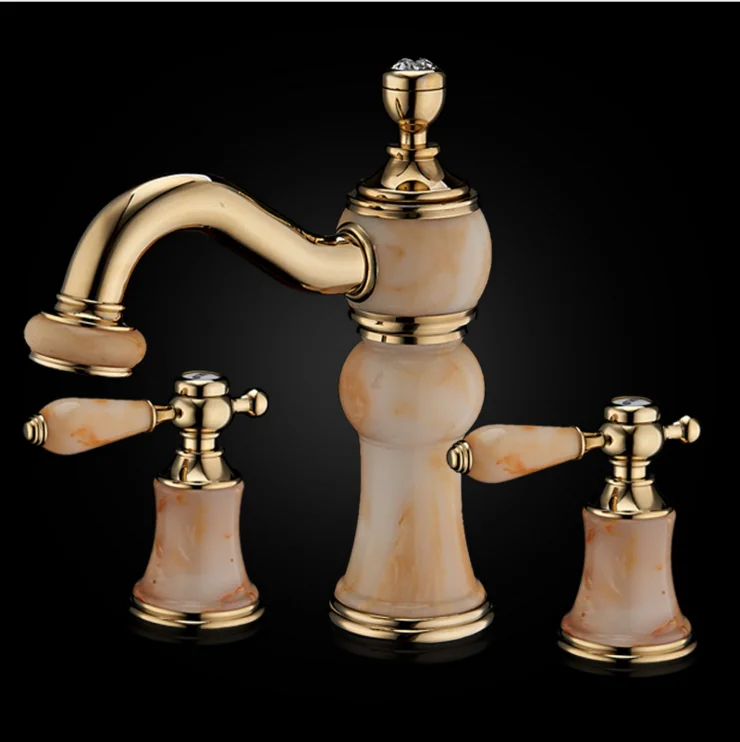 The new luxury jade exquisite diamond art ceramic faucet bathroom cabinet basin faucet hot and cold