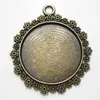 30mm Antique bronze finish round bezel setting with Decorative patterns for pendants