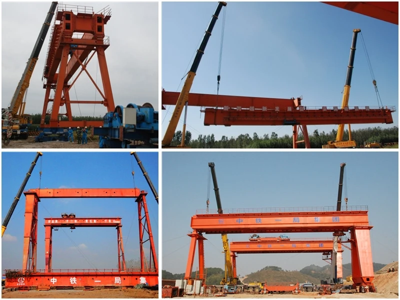 Double Girder Rail Mounted Or Rubber Tyred Gantry Crane For Lifting And ...