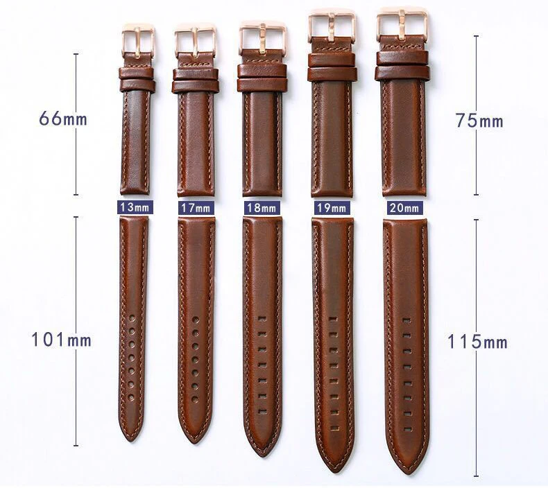 Black Color Quality Leather Watch Strap Genuine Leather Strap For
