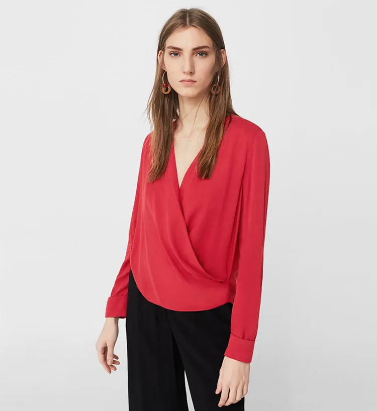 red deep v neck