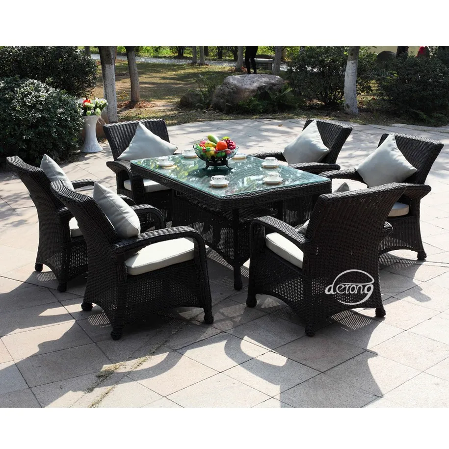 Juego De Mesa De Comedor Para Exteriores,Patio Tejido De Ratán,Muebles