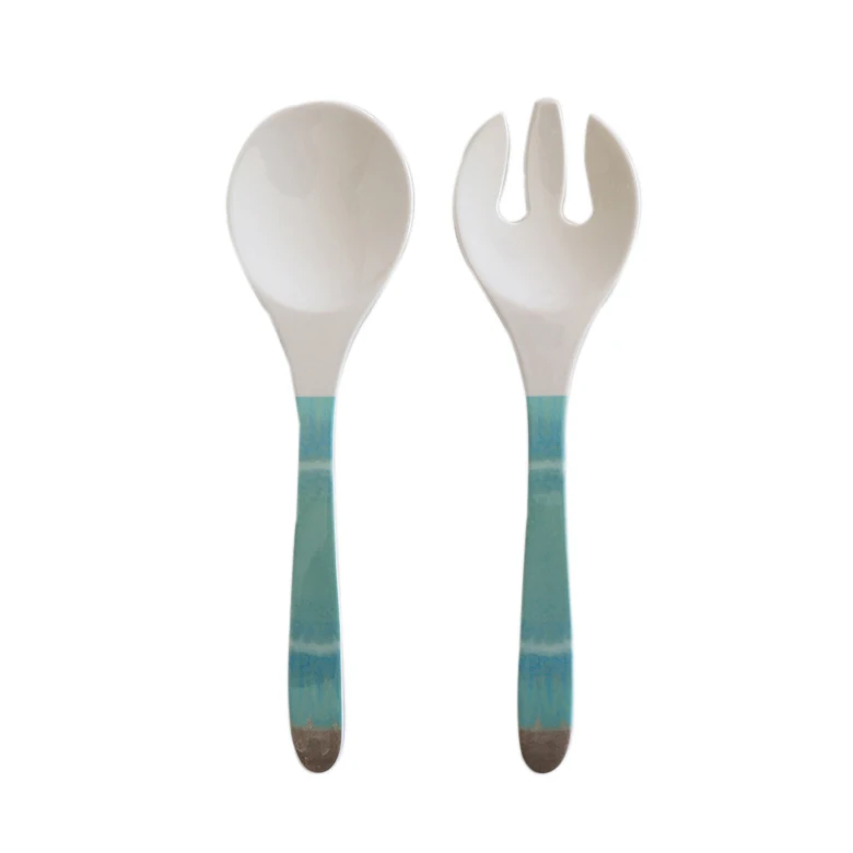 OEM Latest kitchen accessories children baby spoon fork set long handle OEM melamine salad spoon custom print plastic fork