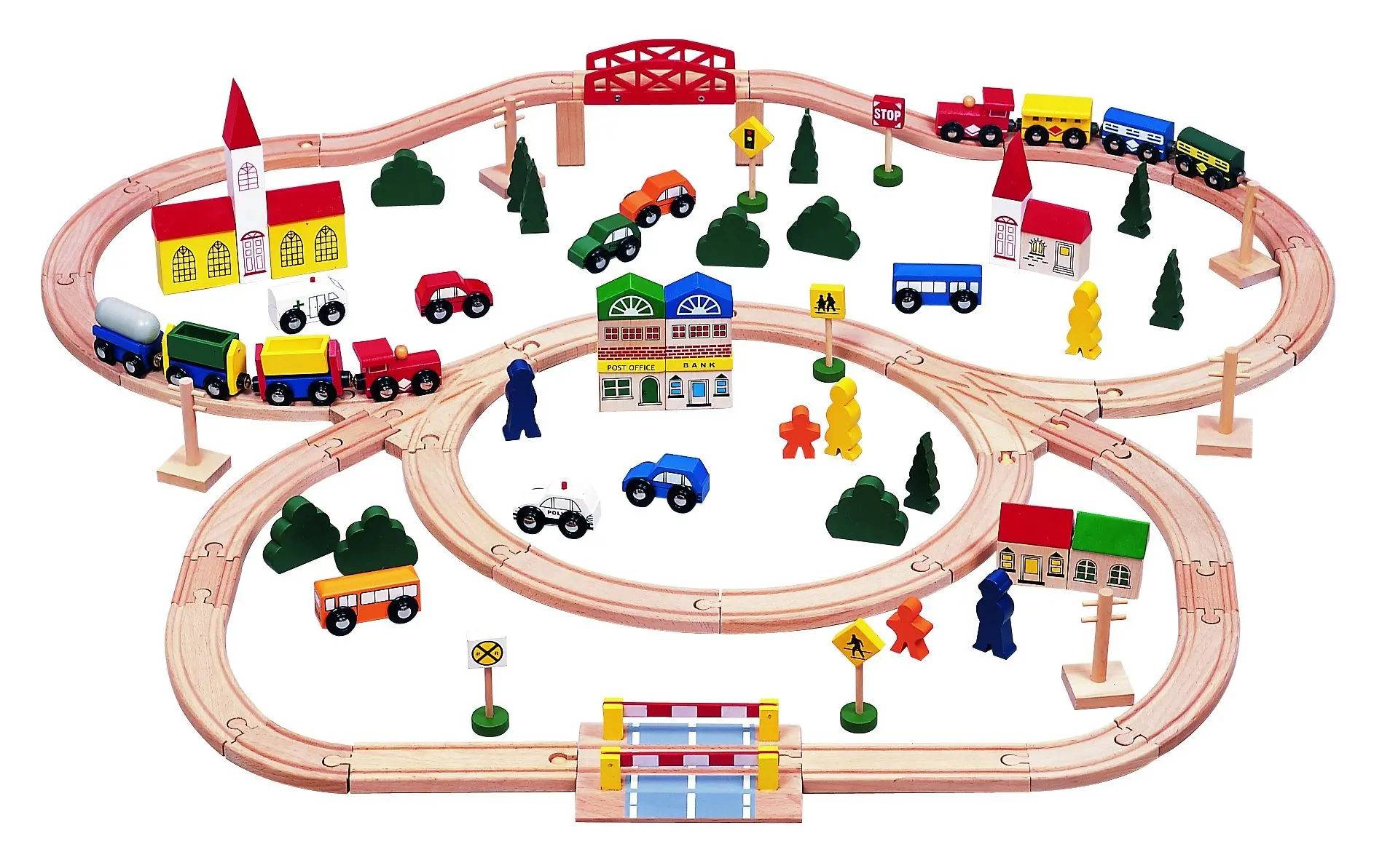 100 piece wooden train set with table