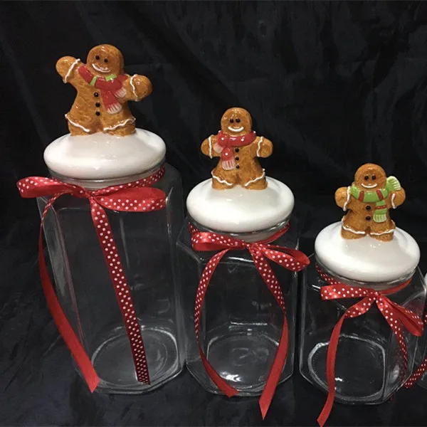 Round Glass Clear Cookie Candy Jar With Decorative Ceramic Lid Buy Decorative Glass Jars And