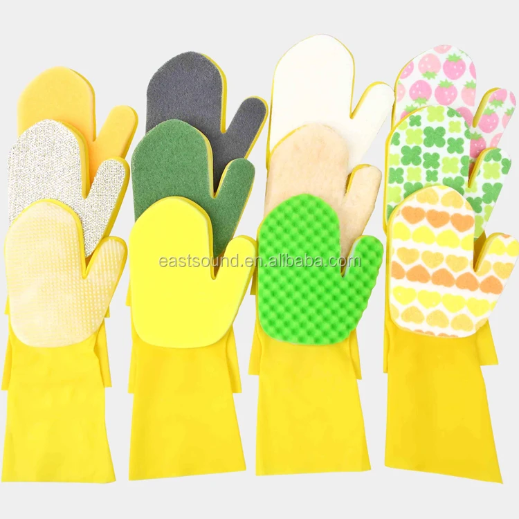 Esd Cleaning Glove With Scouring Pad,Household Cleaning Sponge Gloves