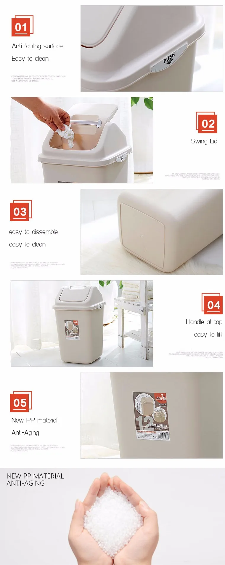Home Living Room trash can with swing lid