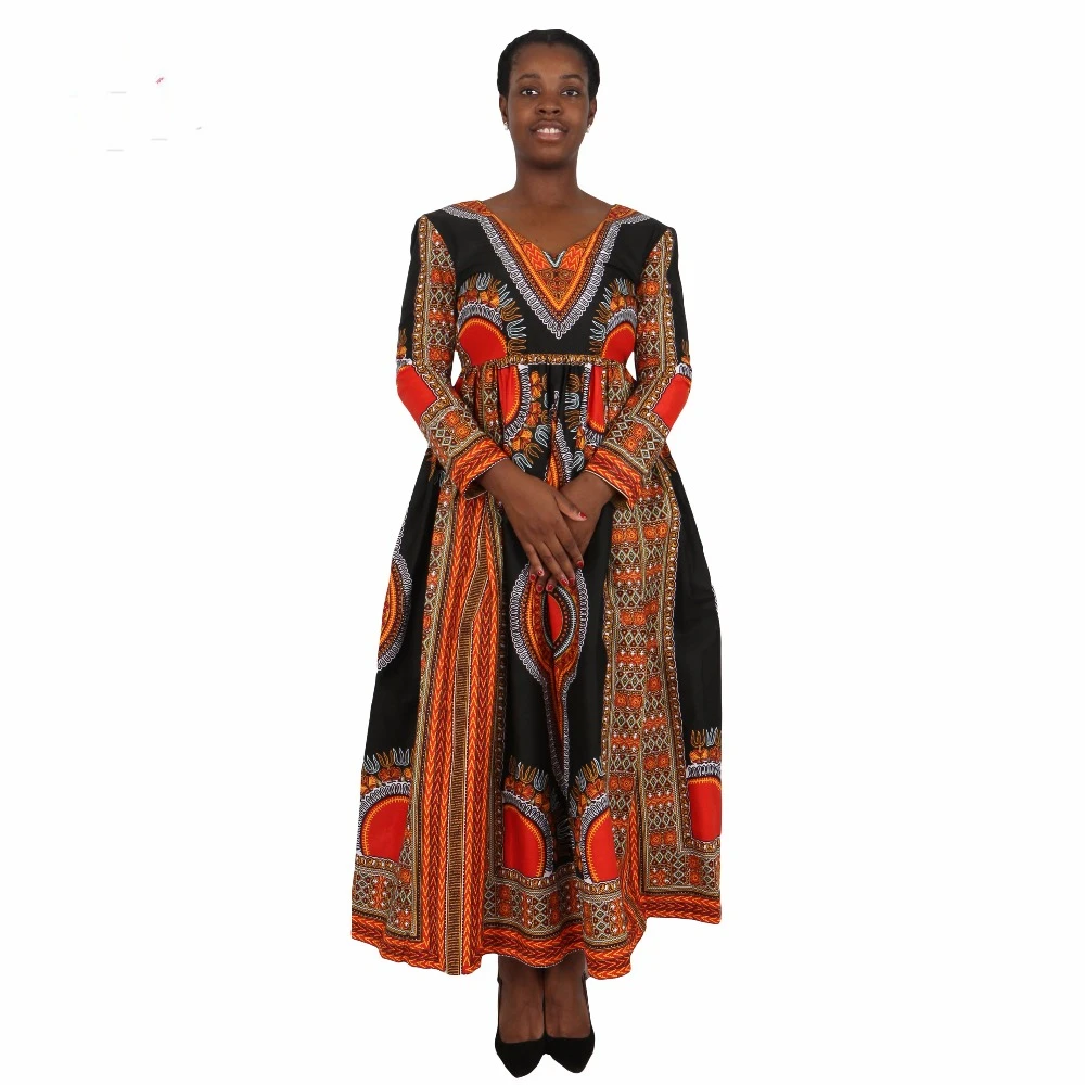 2017 Fashion Long Sleeve Deep V Neck Women African Kitenge Dress Designs - Buy African Kitenge ...
