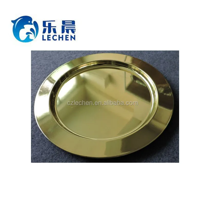 Stainless Steel Plate Tray Oval Mirror Tray Charger Rolling Serving Plate Fruit Plate Simple Baking Steak Tray with handle