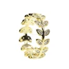 wedding engagement band fashion jewelry micro pave cz leaf 2018 spring leaf ring for women