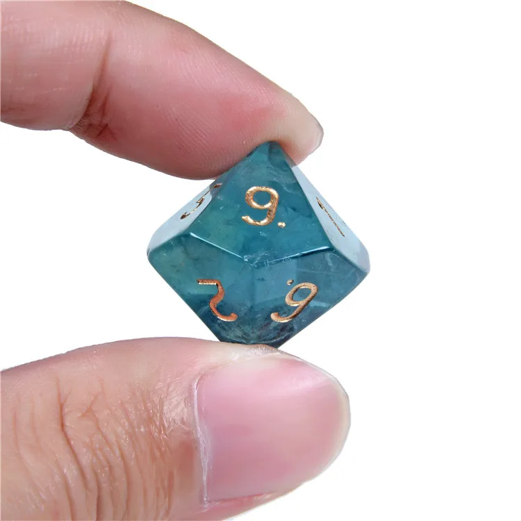 Natural Gemstone Green Fluorite Game Dice,Handmade Engraved Stone Dice