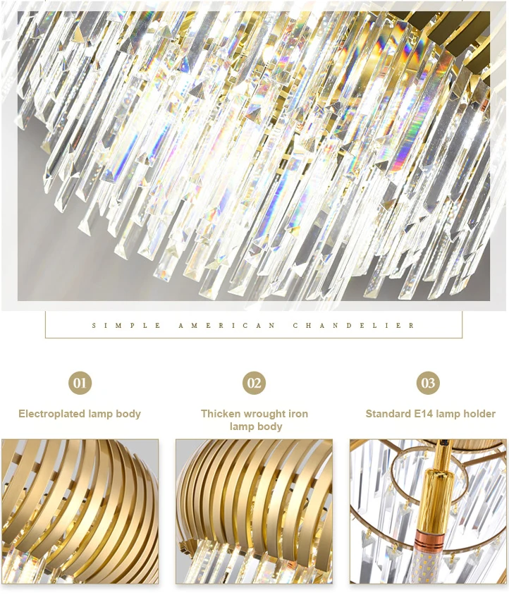 Postmodern contemporary luxury home living room golden crystal ceiling led lighting for villa