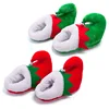 SJ371 home winter holiday decoration slipper thicken plush elf bell red christmas novelty slipper