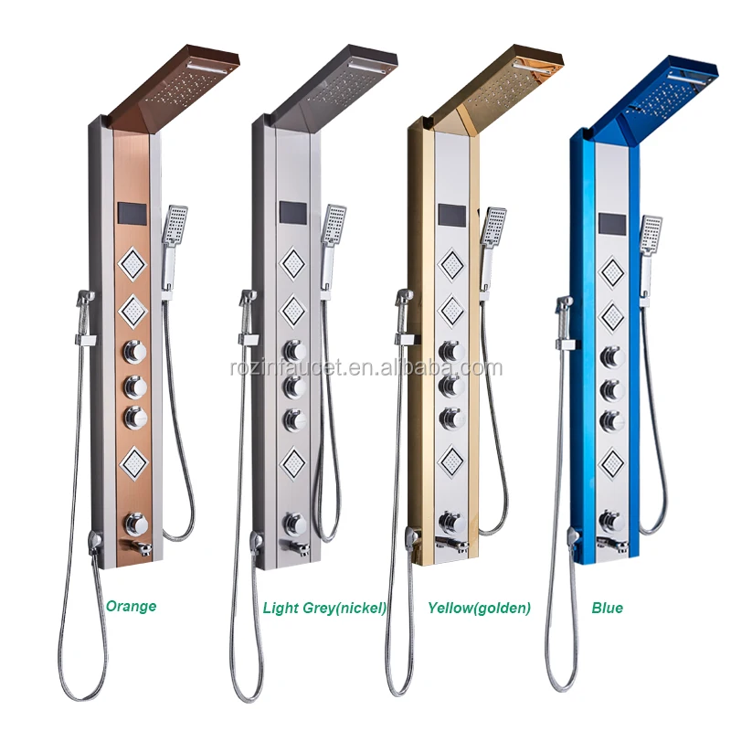 LED Shower Panel Tower Massage Jets Hand Shower Tub Bidet Sprayer Set Mixer Tap