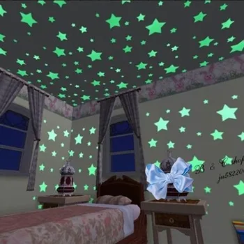 100pcs home glow in the dark stars wall stickers decal for kids baby