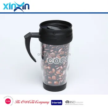 Promotional Paper Insert Plastic Coffe Travel Mug Double Wall Coffee Cup Car With Handle Mugs Insulated Promotional Paper Insert Plastic Coffe Travel Mug Double Wall Coffee Cup Car With Handle Mugs Insulated