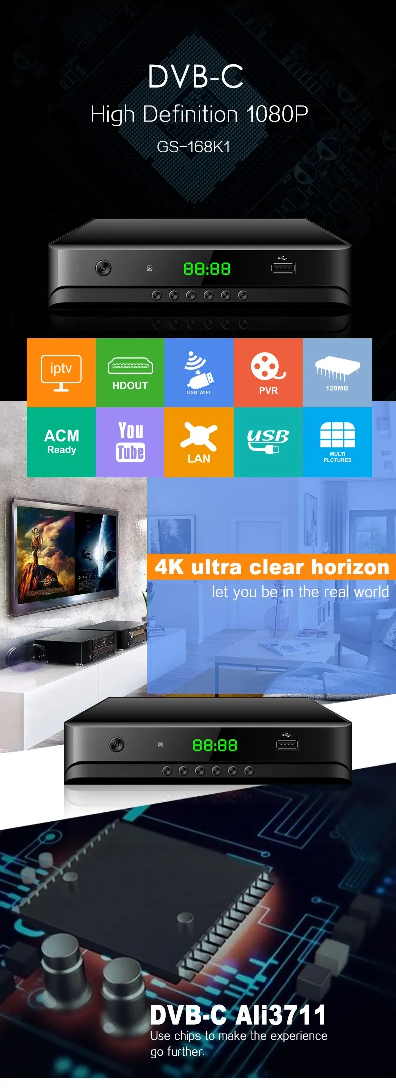 Tangxi HD Récepteur TV numérique DVB-T2 720P Récepteur de Tablette et Mobile TV Récepteur sans Fil Support MPEG2 MP et ML pour Ordinateur Android 4,4 et Supérieur 