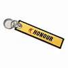 Wholesale high quality Customized Personalized Fabric Patch Woven Embroidery Keychain keyring key chain key ring