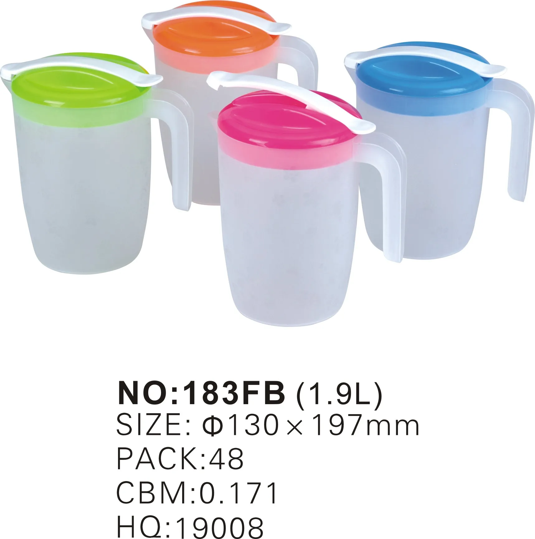 Haixing Cheap plastic water jug with lid  2 Liters Cold water jar with handle 7803